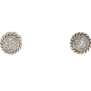 DAVID YURMAN DIAMOND STERLING SILVER & 14K GOLD CHATELAINE STUD EARRINGS